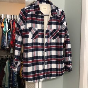 Ci Sono Plaid Faux Fur Shirt